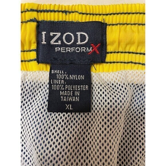 Izod Navy And Yellow‎ Swim Trunks Men's Size XL - Picture 3 of 3